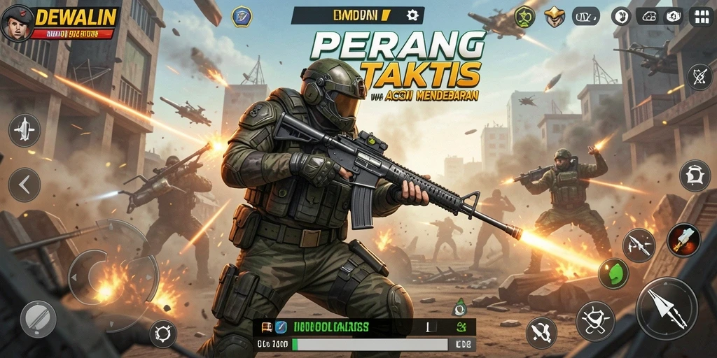 Tampilan gameplay menarik dengan aksi tembak-menembak seru.
