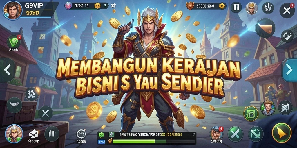 Screenshot G9VIP menunjukkan aksi seru dalam membangun bisnis Tycoon.