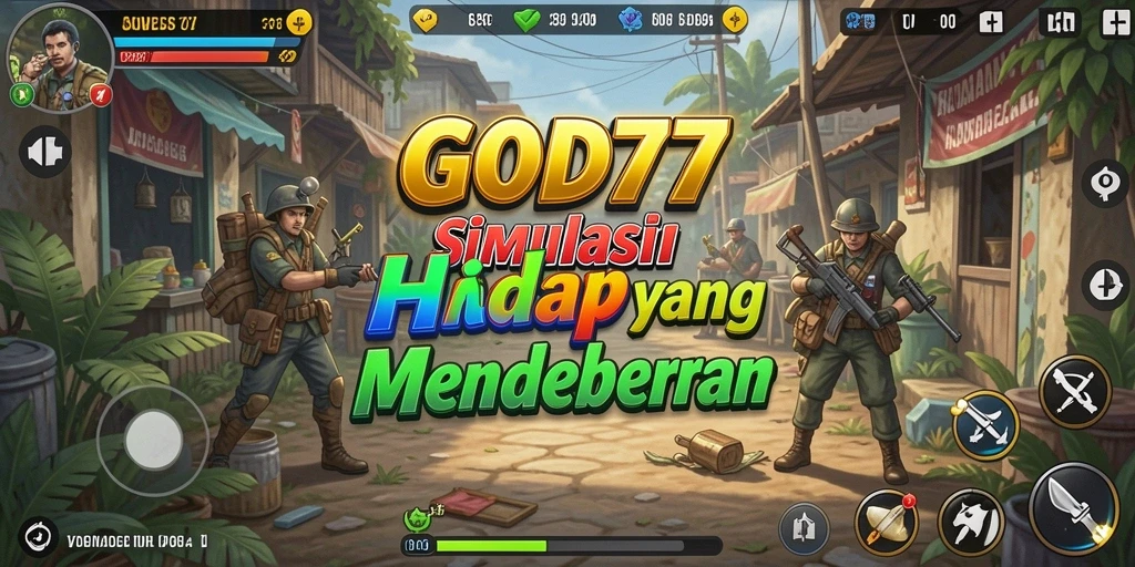 Screenshot gameplay GOD77 yang menunjukkan dunia virtual yang kaya.