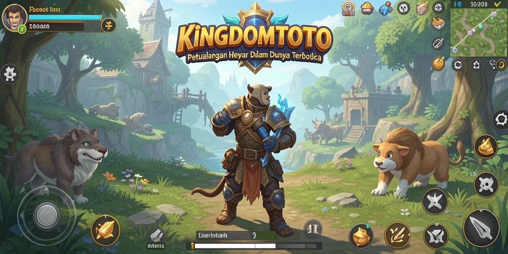 Tangkapan layar <strong>KINGDOMTOTO</strong> menampilkan gameplay seru di dunia terbuka.