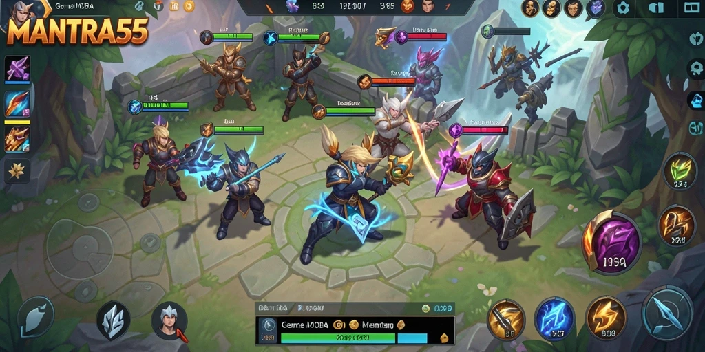 Menampilkan aksi seru dalam permainan MOBA MANTRA55.