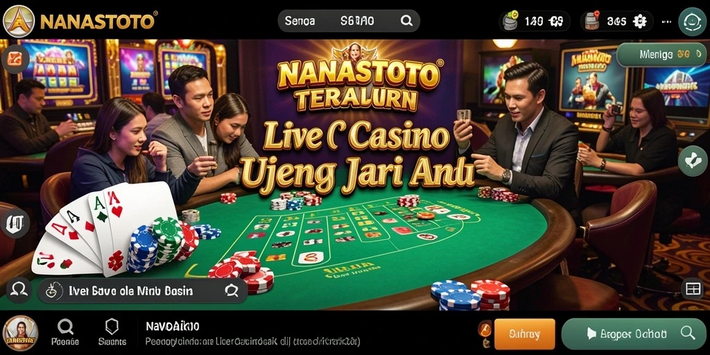 Tampilan utama NANASTOTO menunjukkan dealer langsung dan suasana kasino yang mengasyikkan.