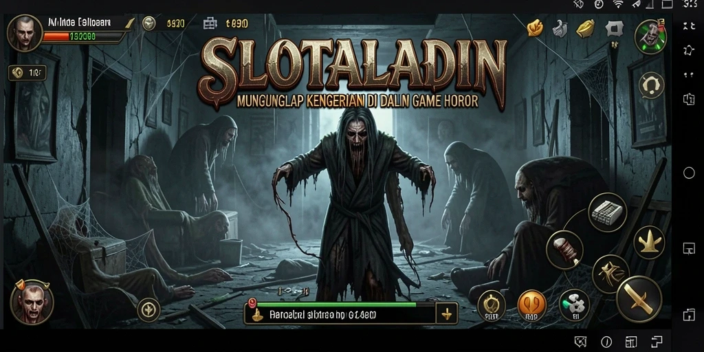 Tampilan gameplay mencekam dalam SLOTALADIN yang penuh dengan kengerian.
