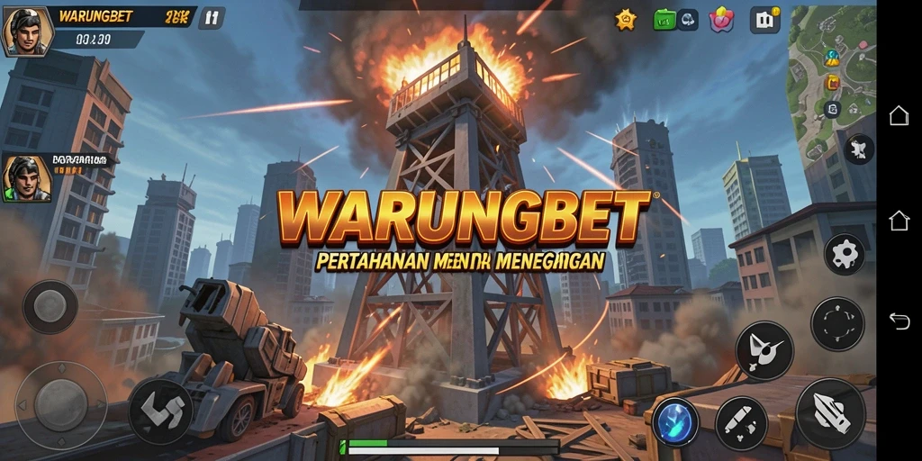 Tampilan gameplay menegangkan dalam WARUNGBET game Tower Defense.